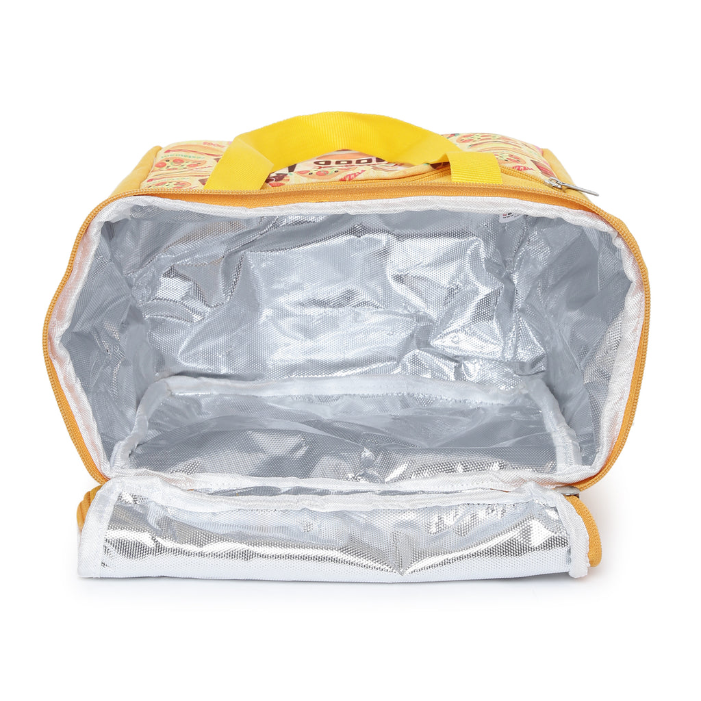 Good Food Mood Printed Insulated Lunch Bag with Front & Inside Pocket