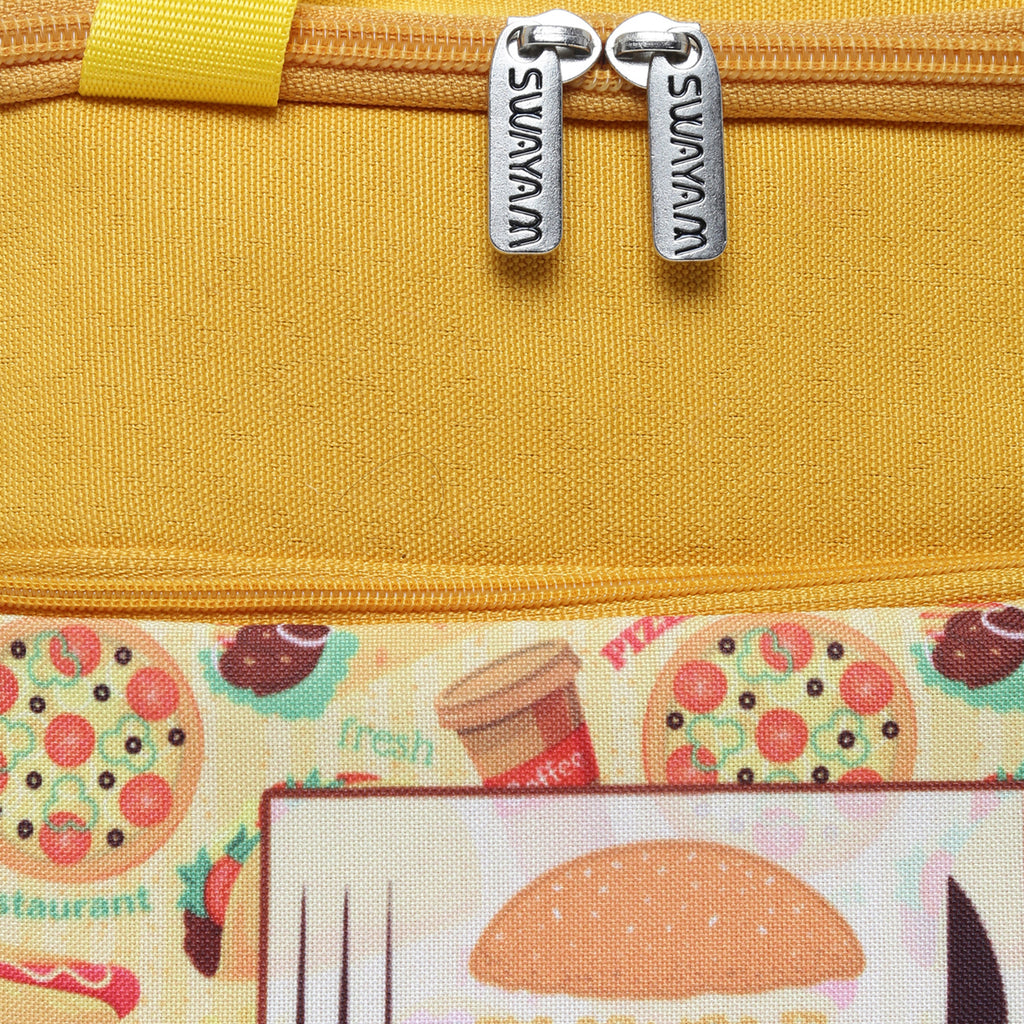 Good Food Mood Printed Insulated Lunch Bag with Front & Inside Pocket