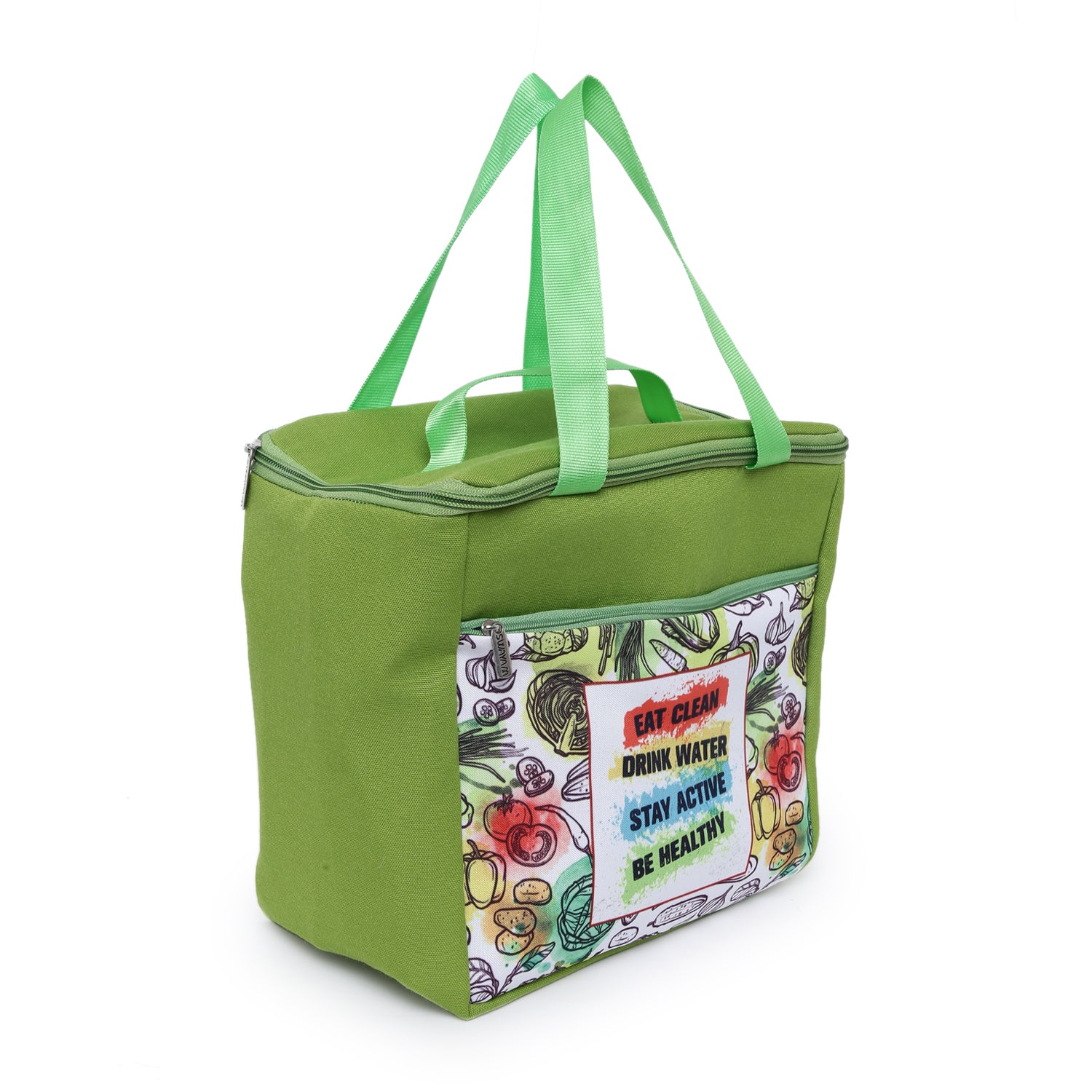 Eat Clean Printed Insulated Lunch Bag with Front & Inside Pocket