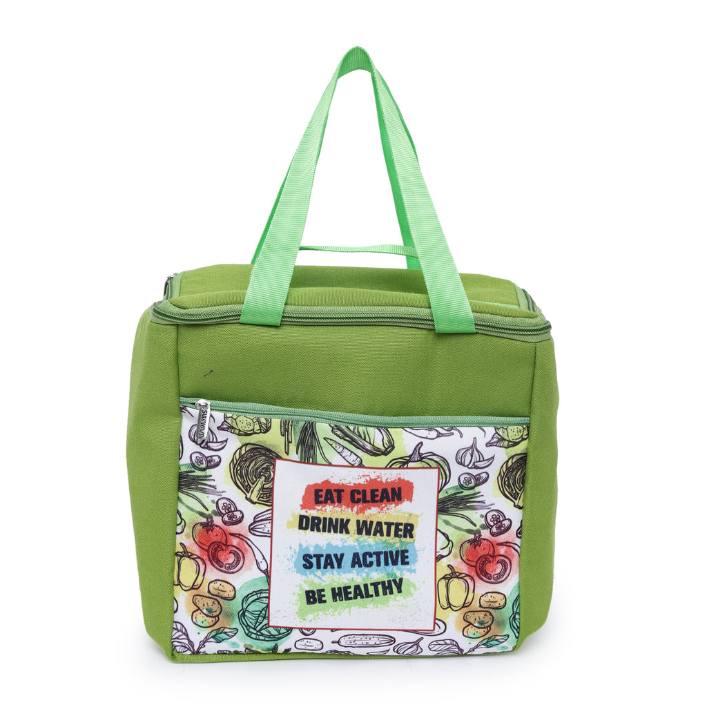 Eat Clean Printed Insulated Lunch Bag with Front & Inside Pocket
