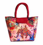 Royal Elephant Print Ethnic Insulated Tiffin Bag with Front & Inside Pocket