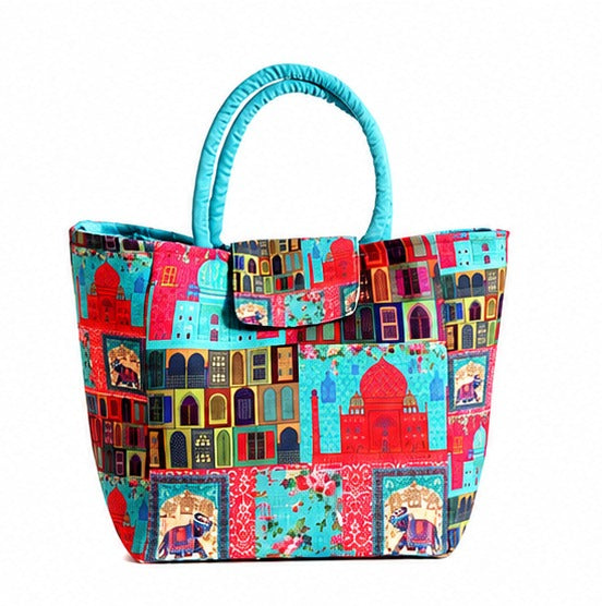 Heritage City Print Ethnic Insulated Tiffin Bag with Front & Inside Pocket