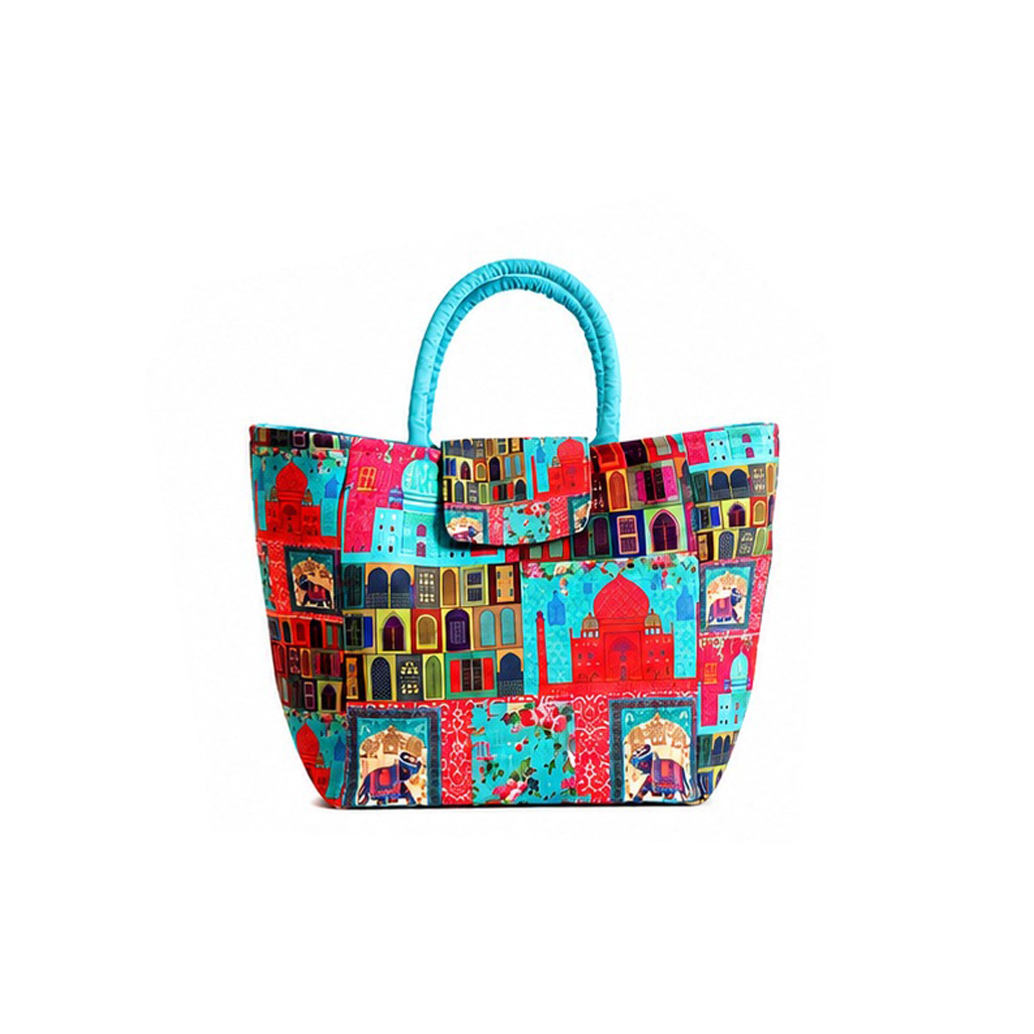 Heritage City Print Ethnic Insulated Tiffin Bag with Front & Inside Pocket