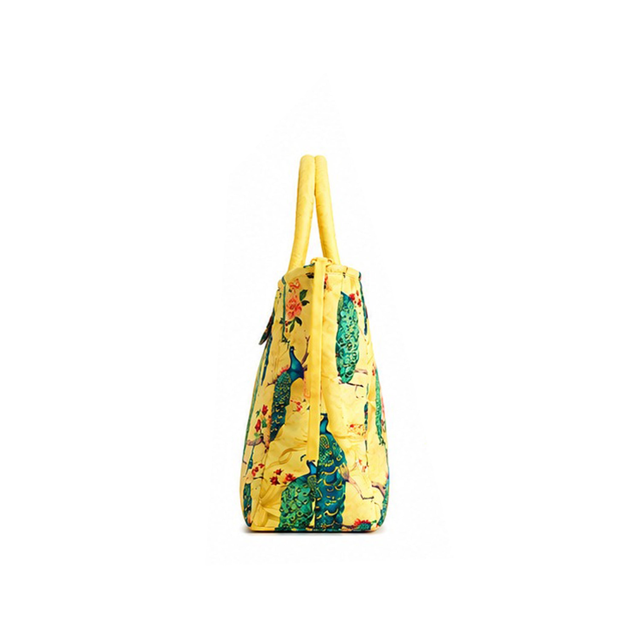 Royal Peacock Print Ethnic Insulated Tiffin Bag with Front & Inside Pocket