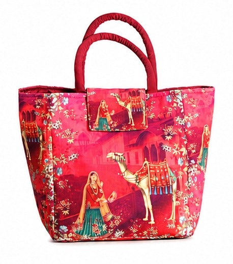 Royal Desert Print Ethnic Insulated Tiffin Bag with Front & Inside Pocket