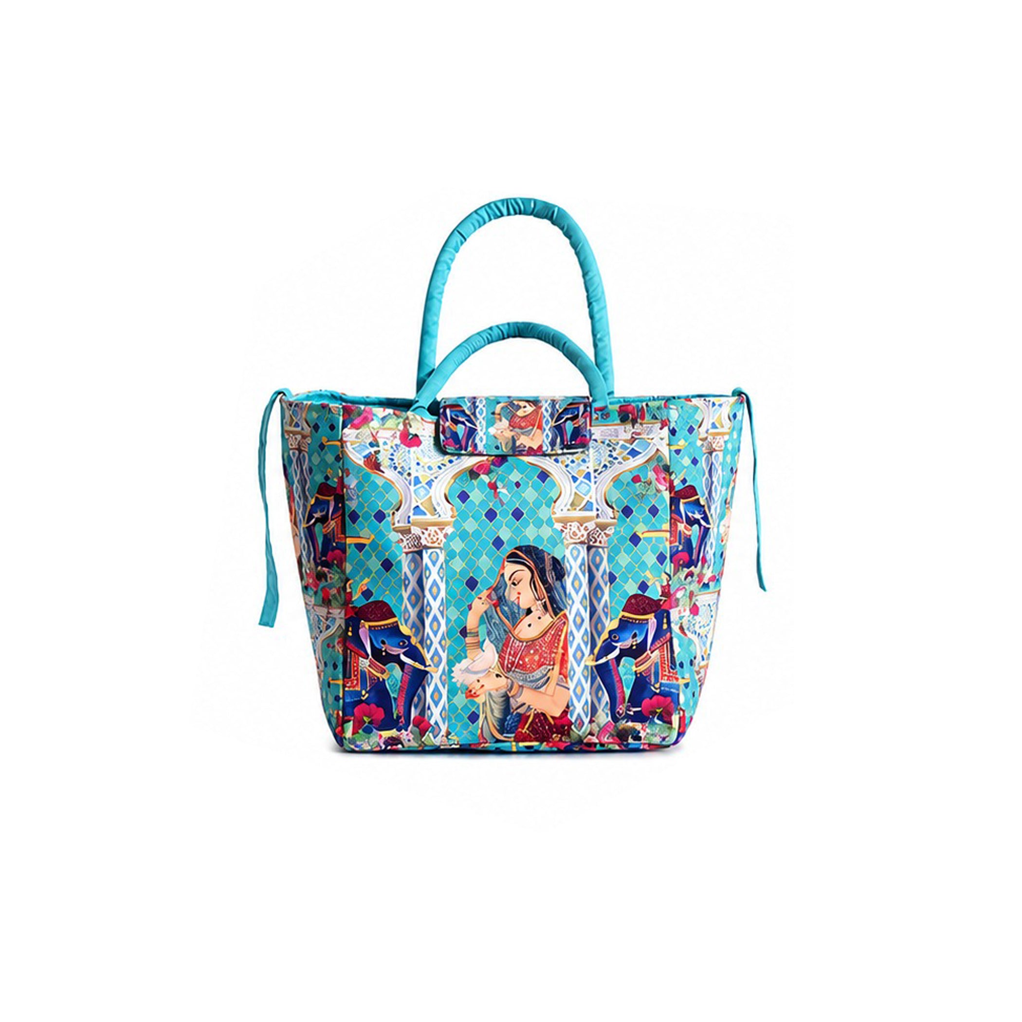 Royal Heritage Print Ethnic Insulated Tiffin Bag with Front & Inside Pocket