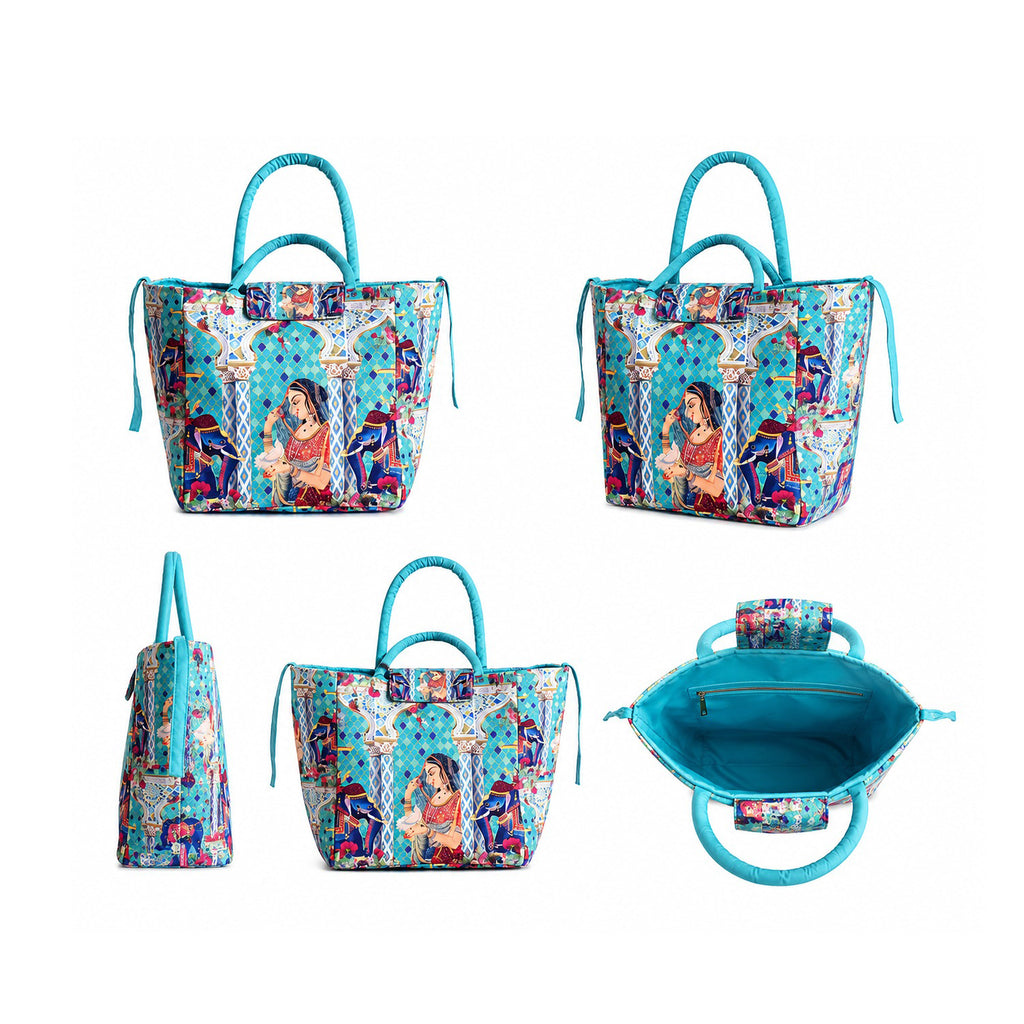Royal Heritage Print Ethnic Insulated Tiffin Bag with Front & Inside Pocket