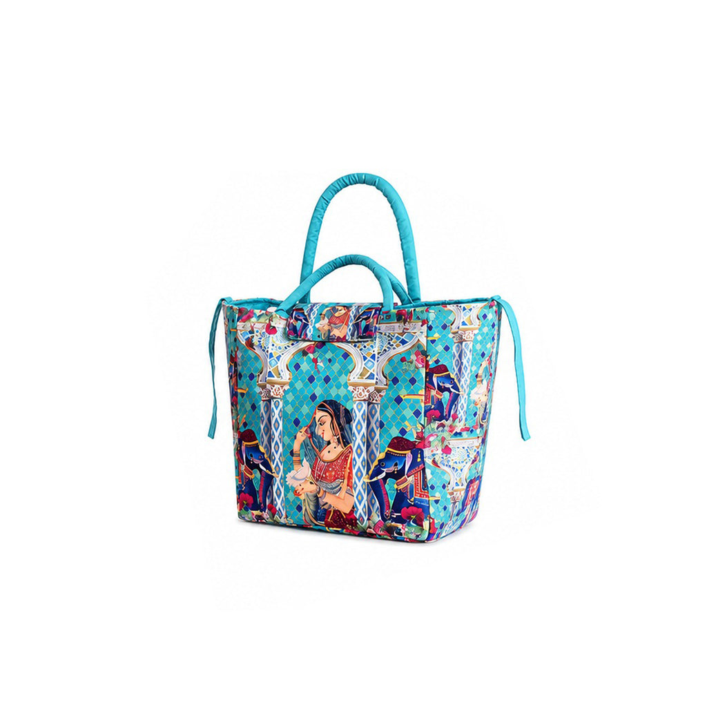 Royal Heritage Print Ethnic Insulated Tiffin Bag with Front & Inside Pocket
