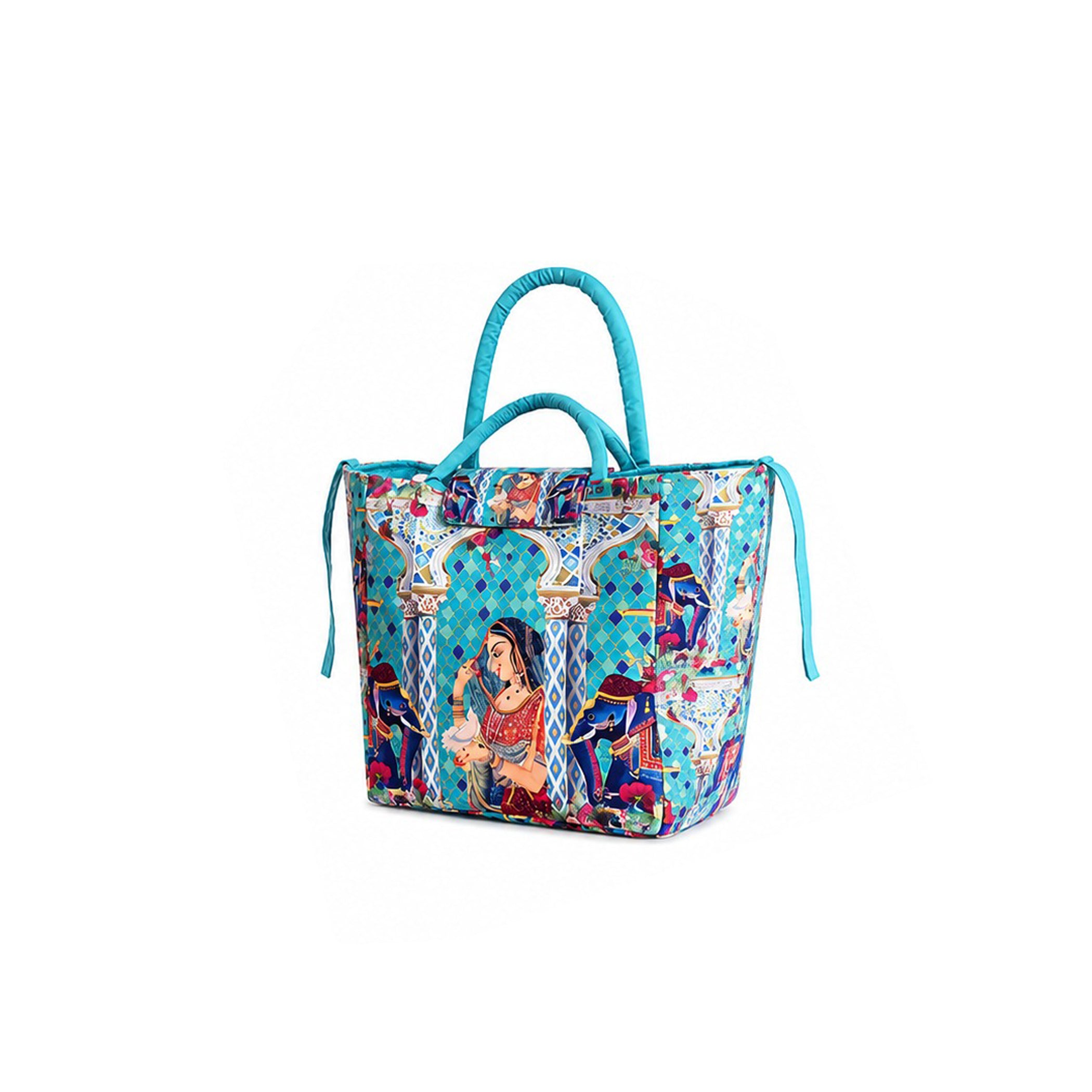 Royal Heritage Print Ethnic Insulated Tiffin Bag with Front & Inside Pocket
