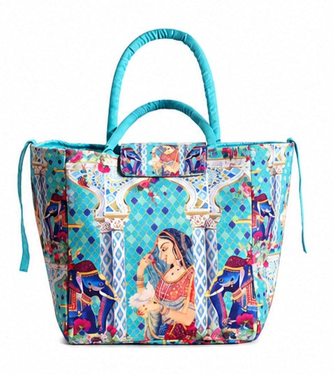 Royal Heritage Print Ethnic Insulated Tiffin Bag with Front & Inside Pocket