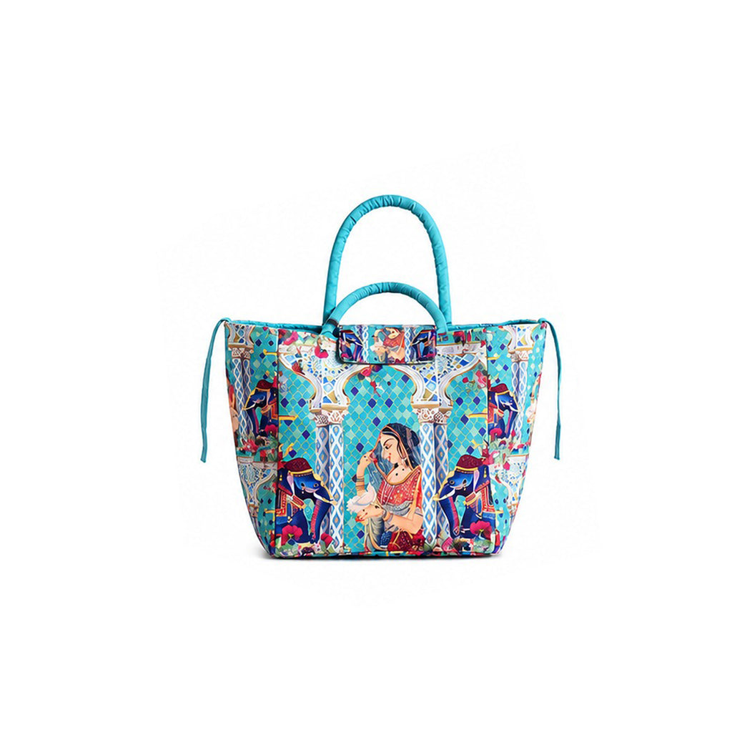 Royal Heritage Print Ethnic Insulated Tiffin Bag with Front & Inside Pocket