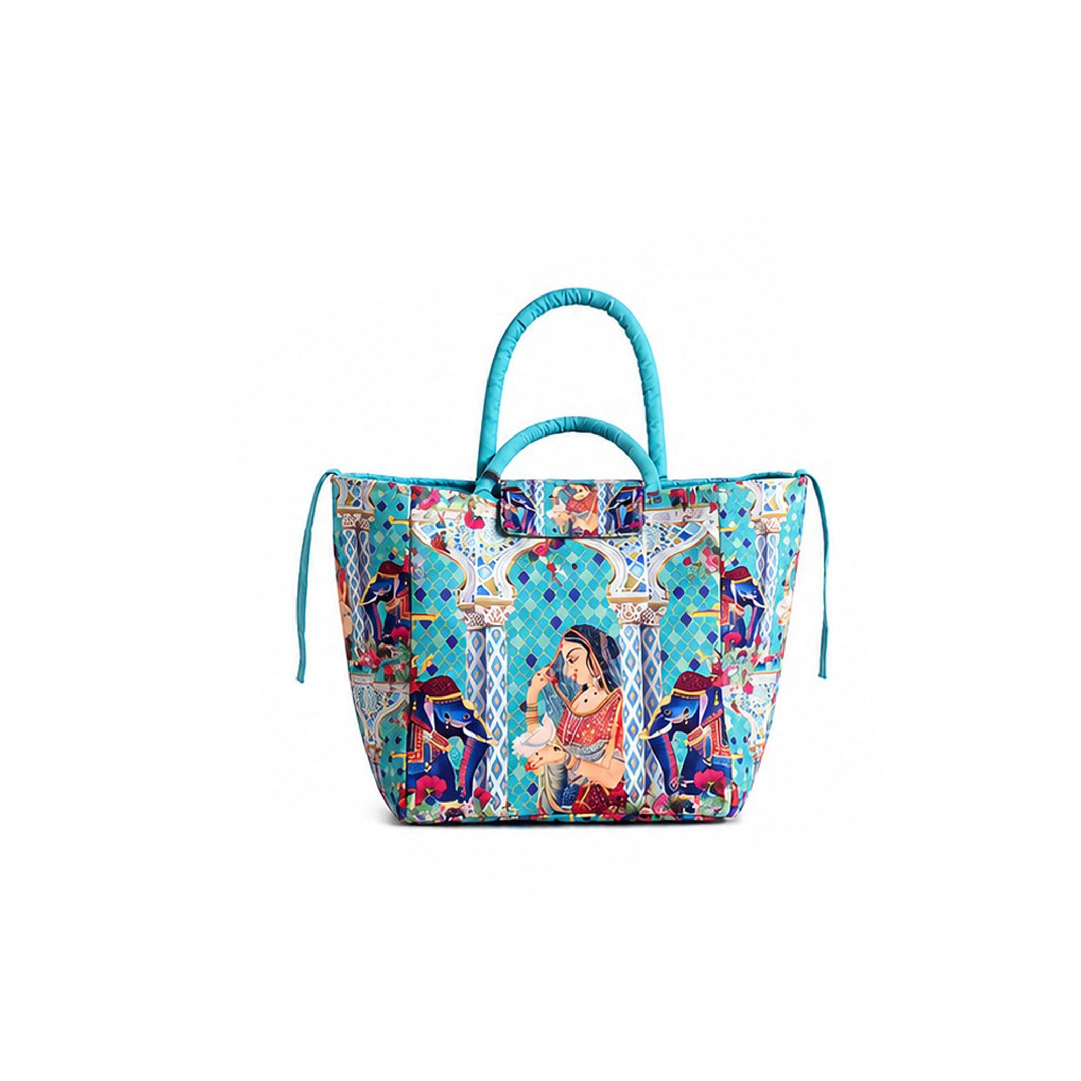 Royal Heritage Print Ethnic Insulated Tiffin Bag with Front & Inside Pocket