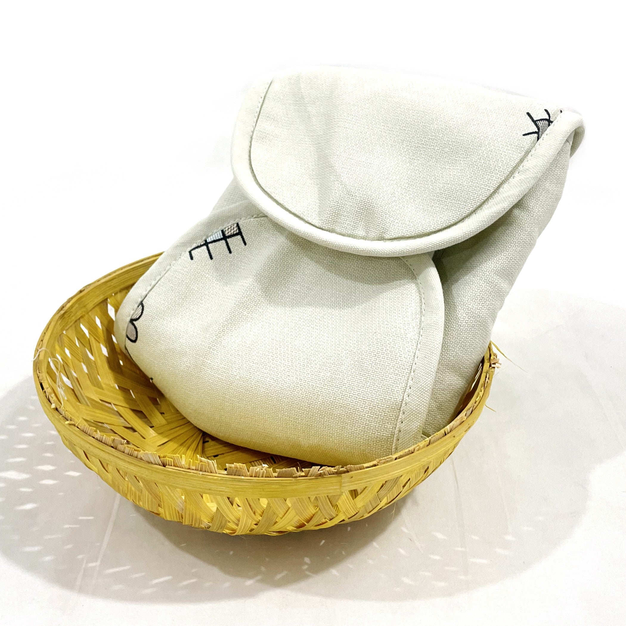 Insulated Cotton Minimal Off-White Bread Basket for Warm Rotis, Pav & Parathas