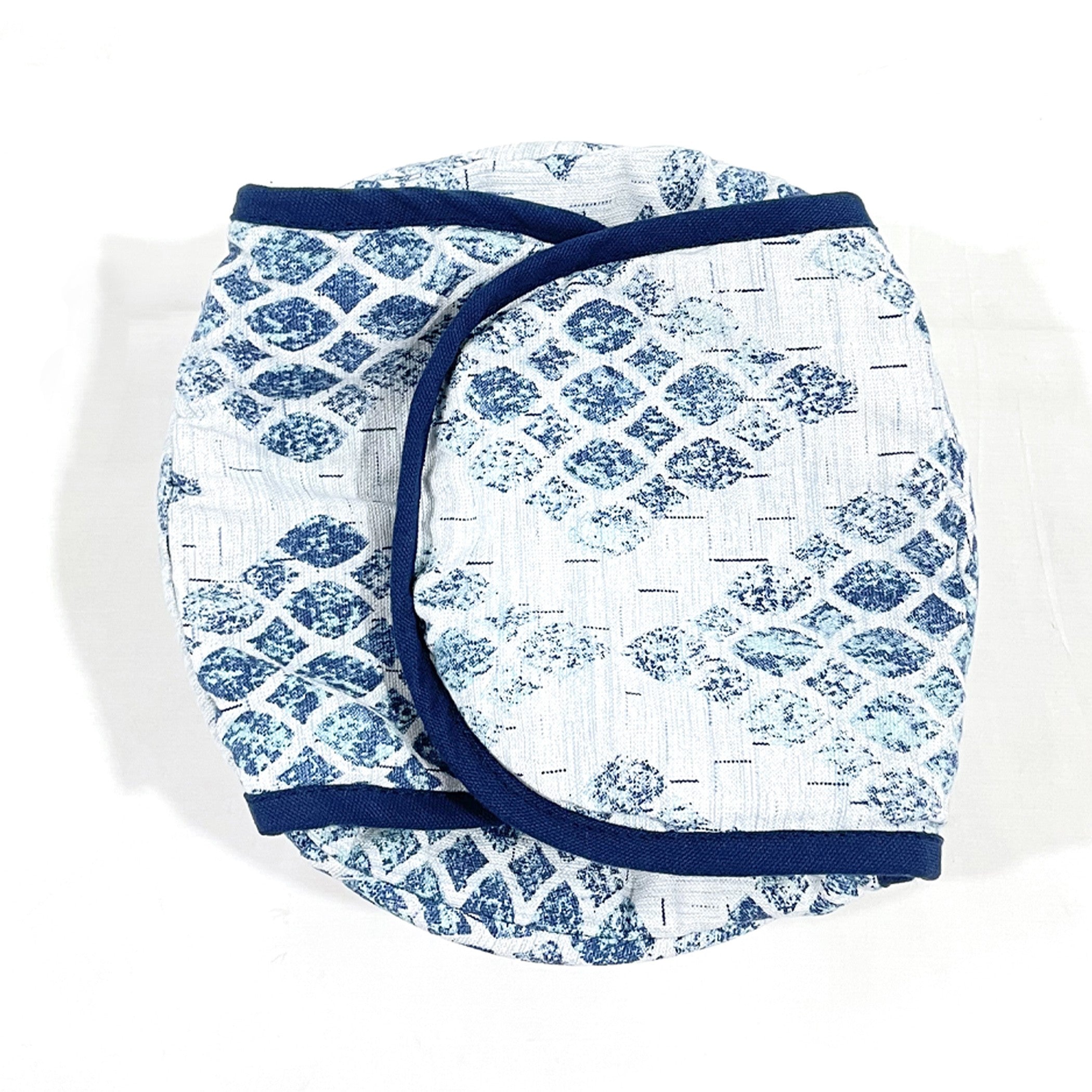 Insulated Cotton Blue Textured Print Bread Basket