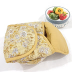 Insulated Cotton Bread Basket - Golden Floral Print