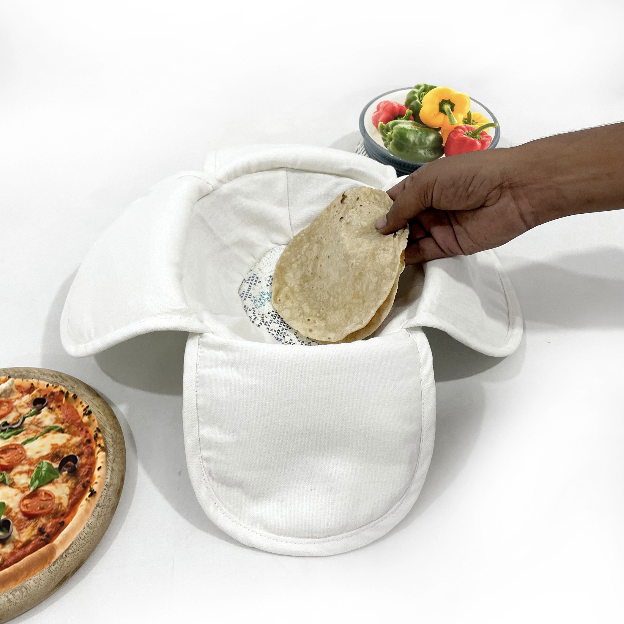 Premium Cotton Insulated Bread Basket - Geometric Cross Print