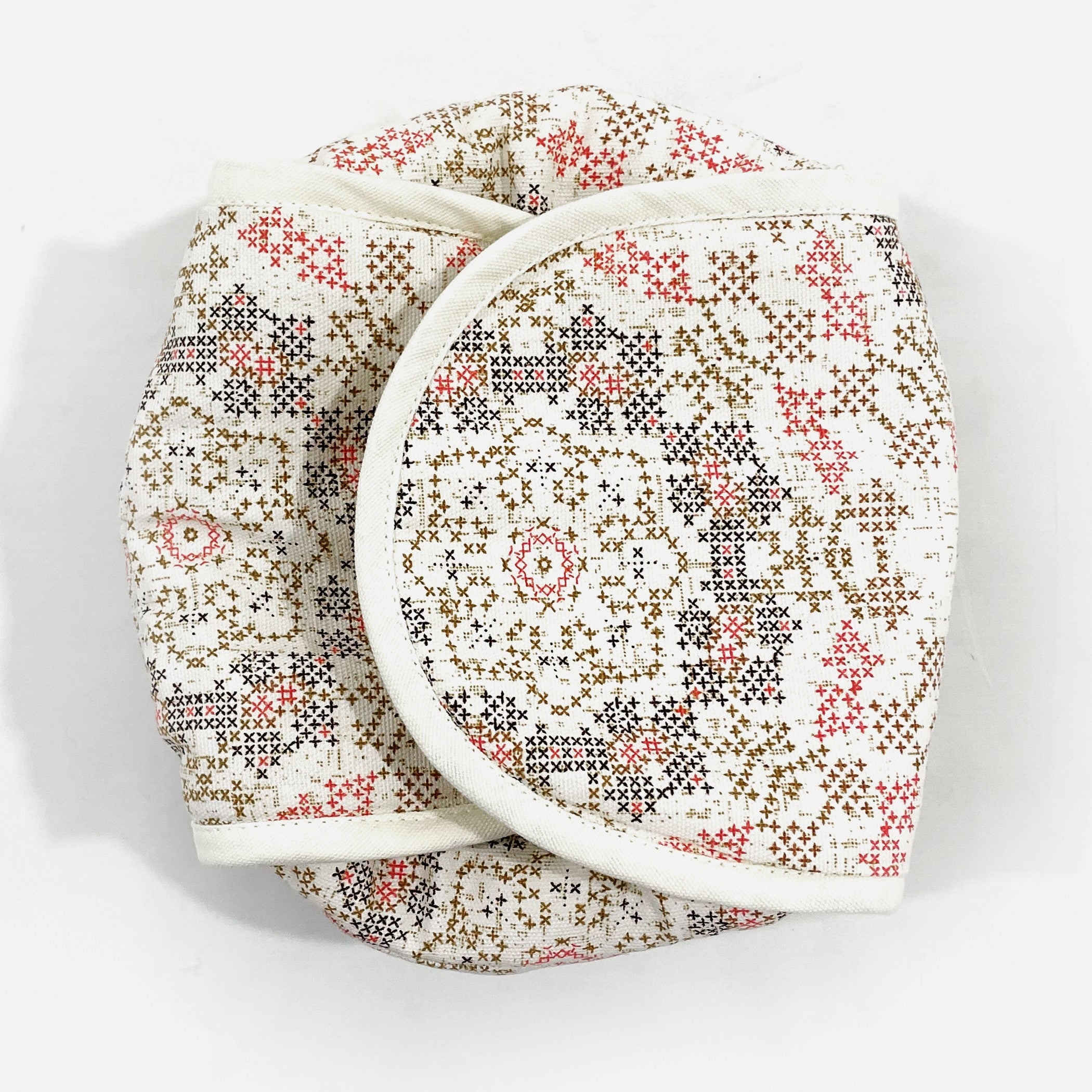 Premium Cotton Insulated Bread Basket - Multicolor Cross Pattern