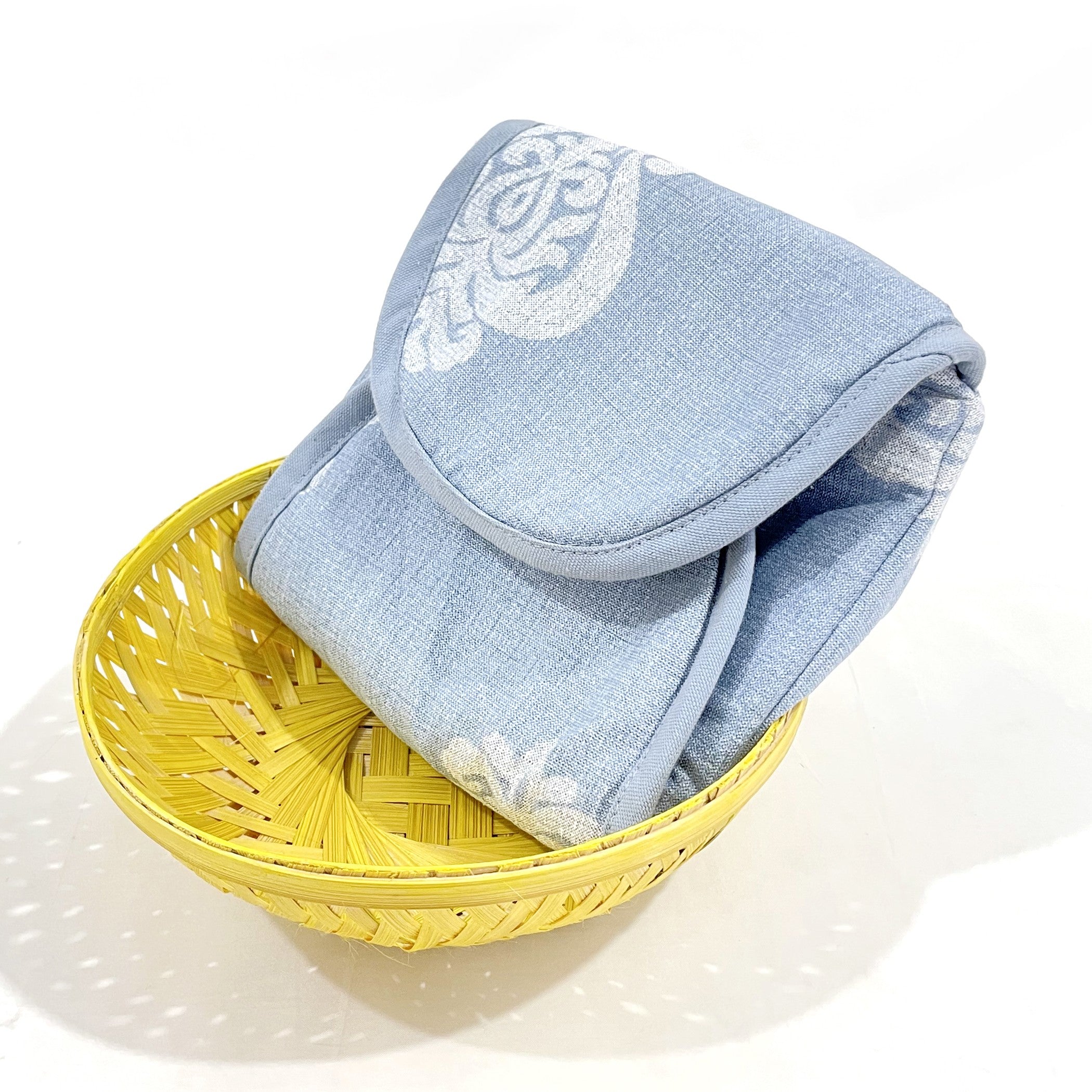 Premium Cotton Insulated Bread Basket - Soft Blue Floral
