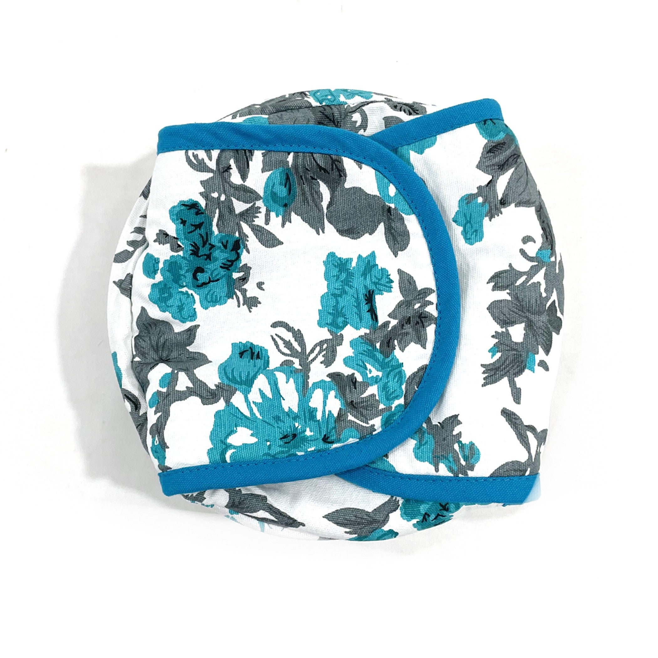 Cotton Insulated Bread Basket - Teal Floral