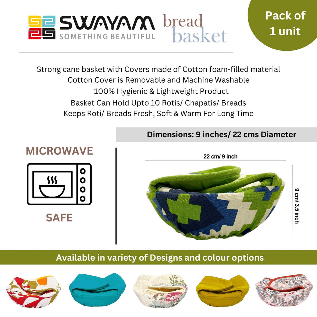 Cotton Insulated Bread Basket - Teal Floral