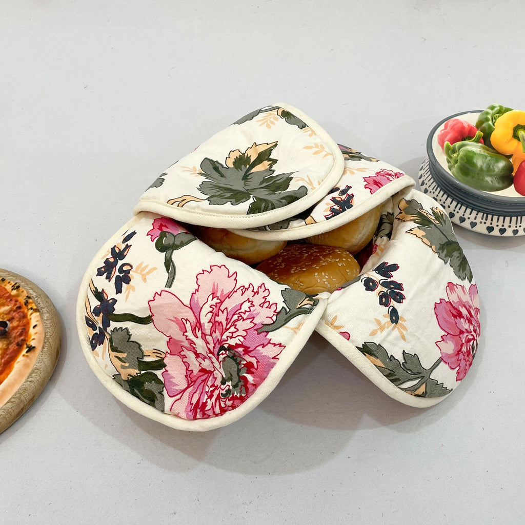 Cotton Insulated Bread & Roti Warmer Basket - Multicolor Floral