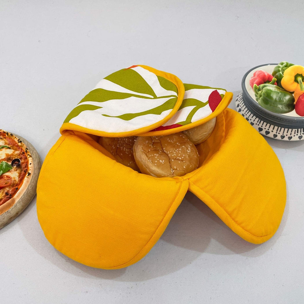 Cotton Insulated Roti & Bread Warmer Basket - Tropical Leaf Design