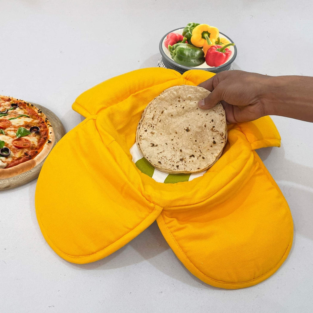 Cotton Insulated Roti & Bread Warmer Basket - Tropical Leaf Design