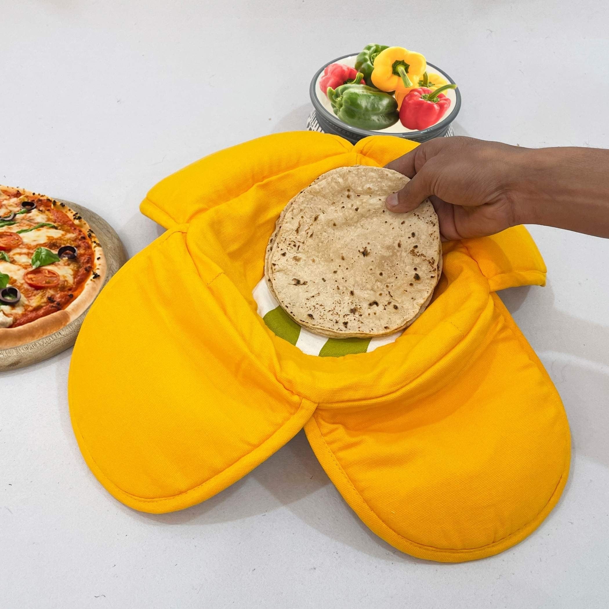 Cotton Insulated Roti & Bread Warmer Basket - Tropical Leaf Design