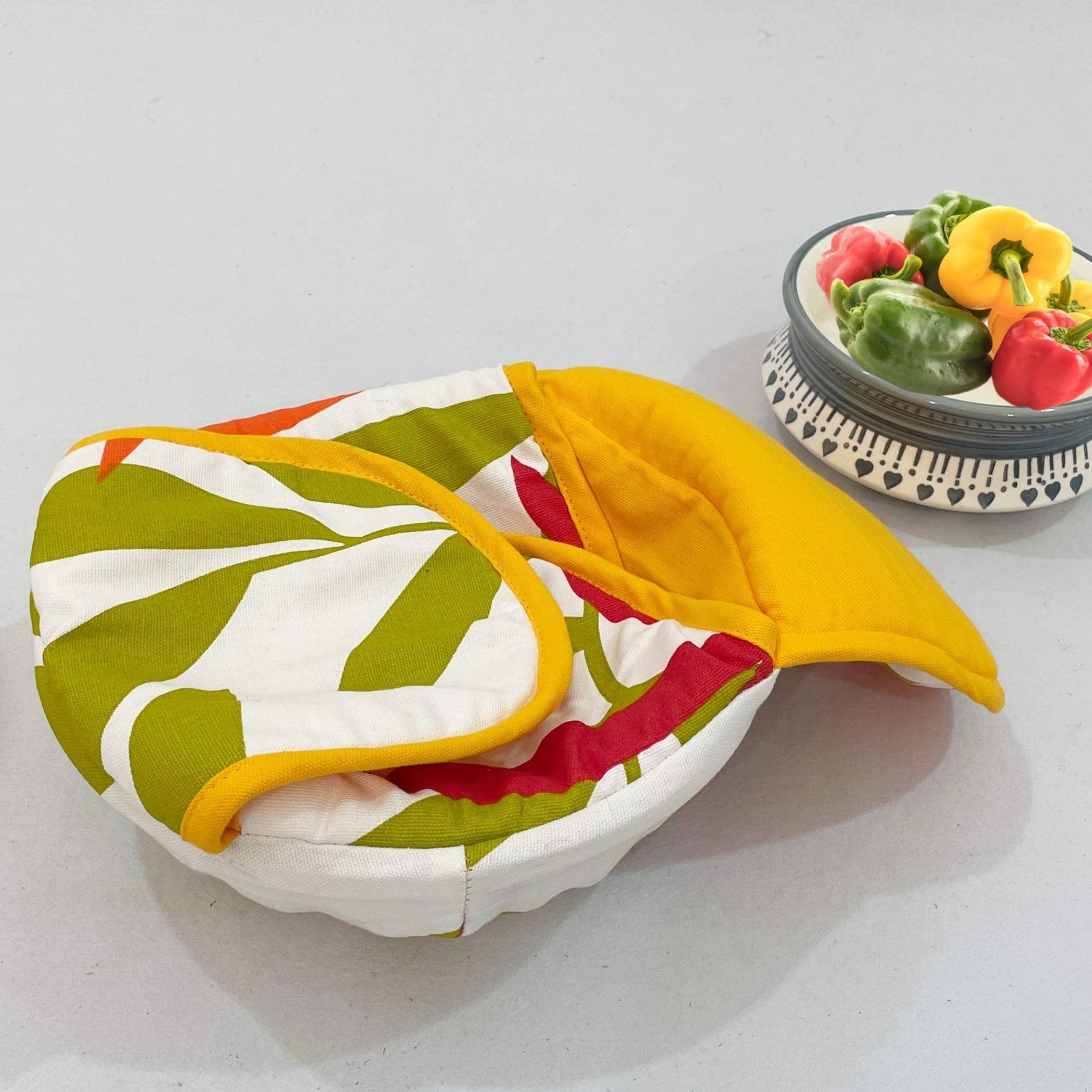 Cotton Insulated Roti & Bread Warmer Basket - Tropical Leaf Design