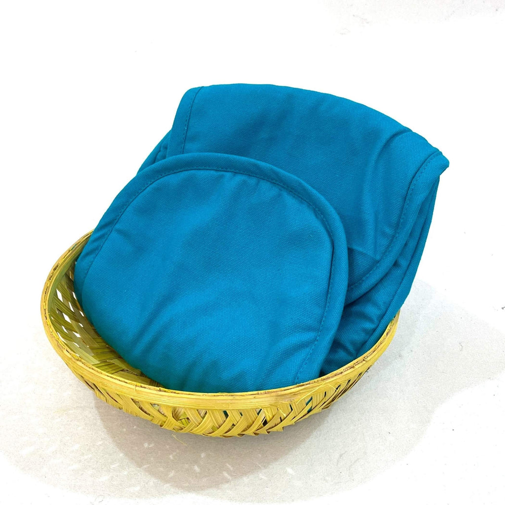 Premium Cotton Bread Basket - Insulated Roti & Bun Warmer Teal Blue