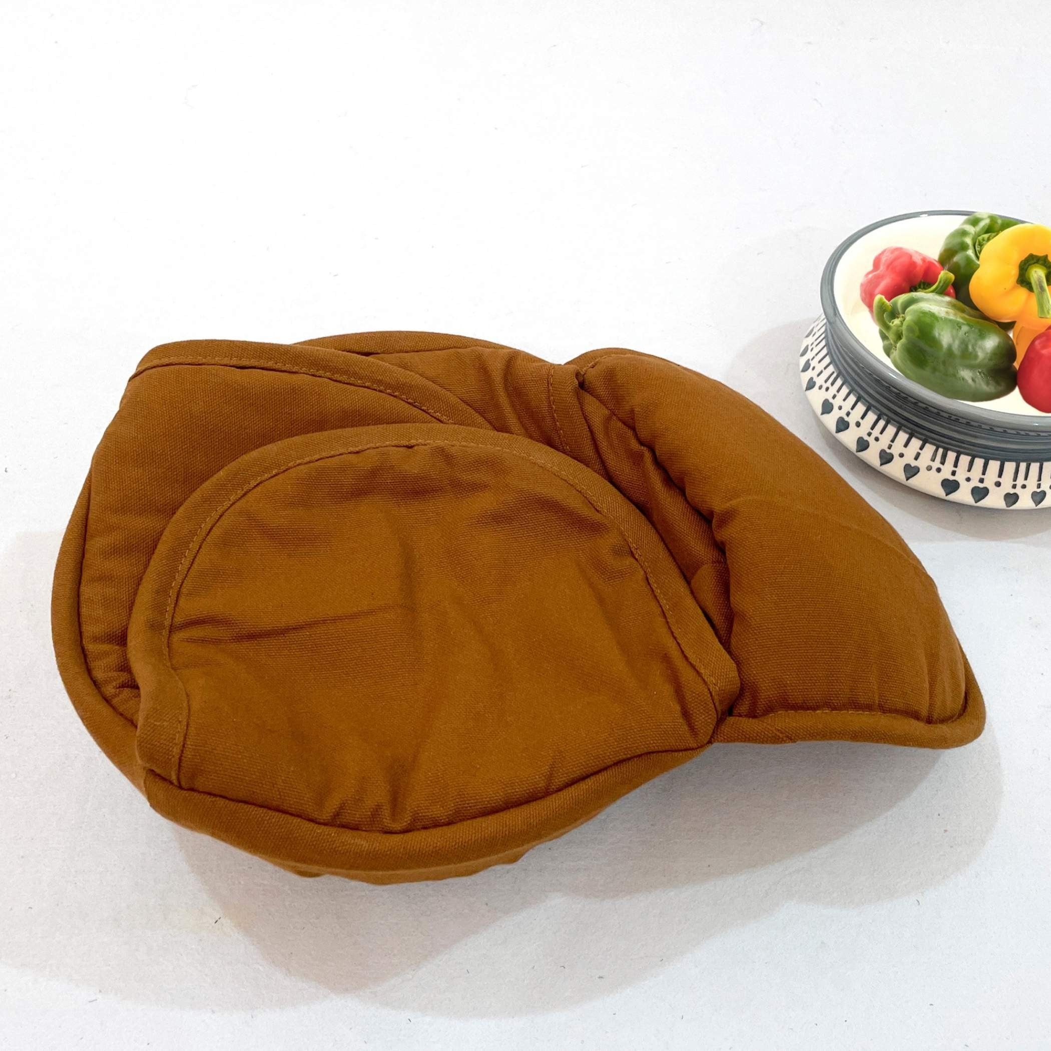 Insulated Cotton Bread Basket - Brown