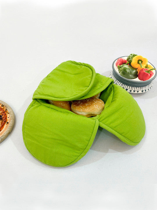 Premium Cotton Bread Basket - Insulated Roti & Bread Warmer Lime Green