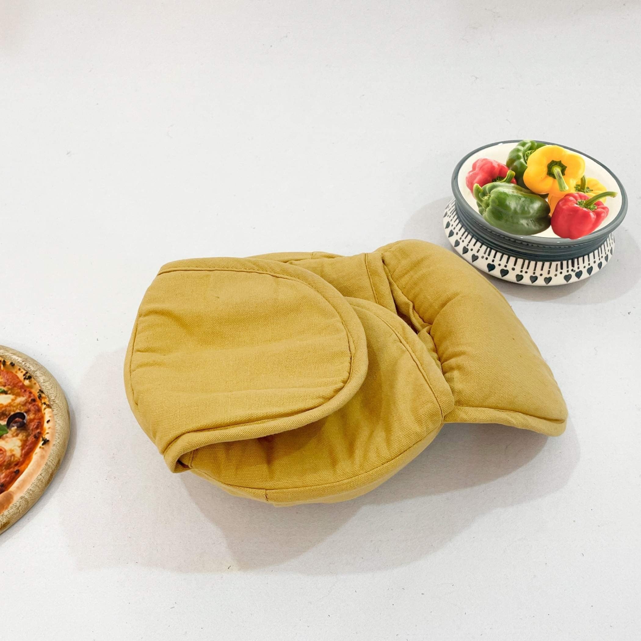 Premium Cotton Bread Basket - Insulated Roti & Bread Warmer Mustard Yellow