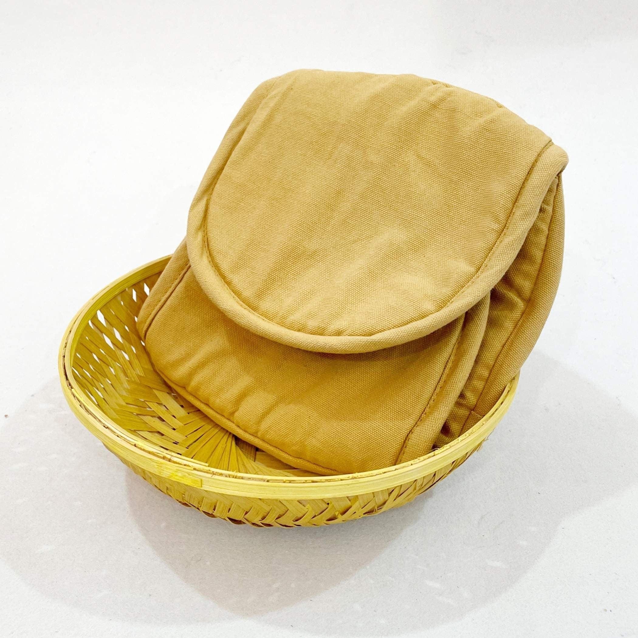 Premium Cotton Bread Basket - Insulated Roti & Bread Warmer Mustard Yellow
