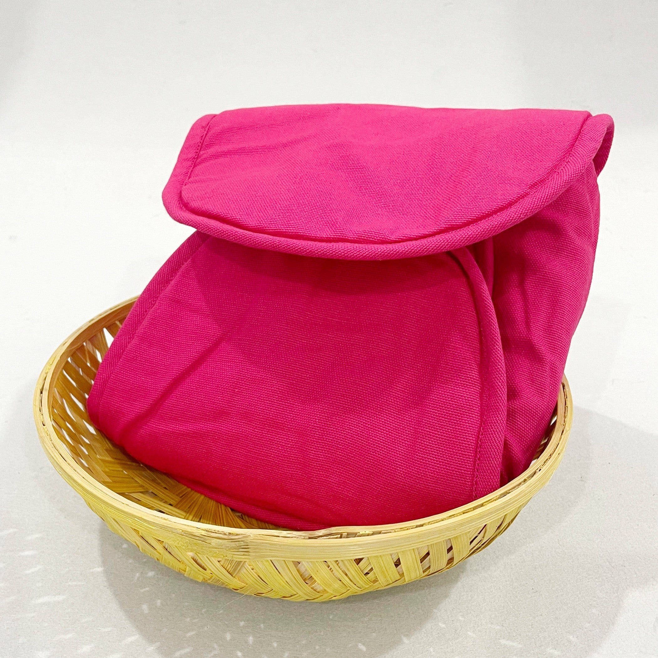 Premium Cotton Bread Basket - Insulated Roti & Bread Warmer Hot Pink