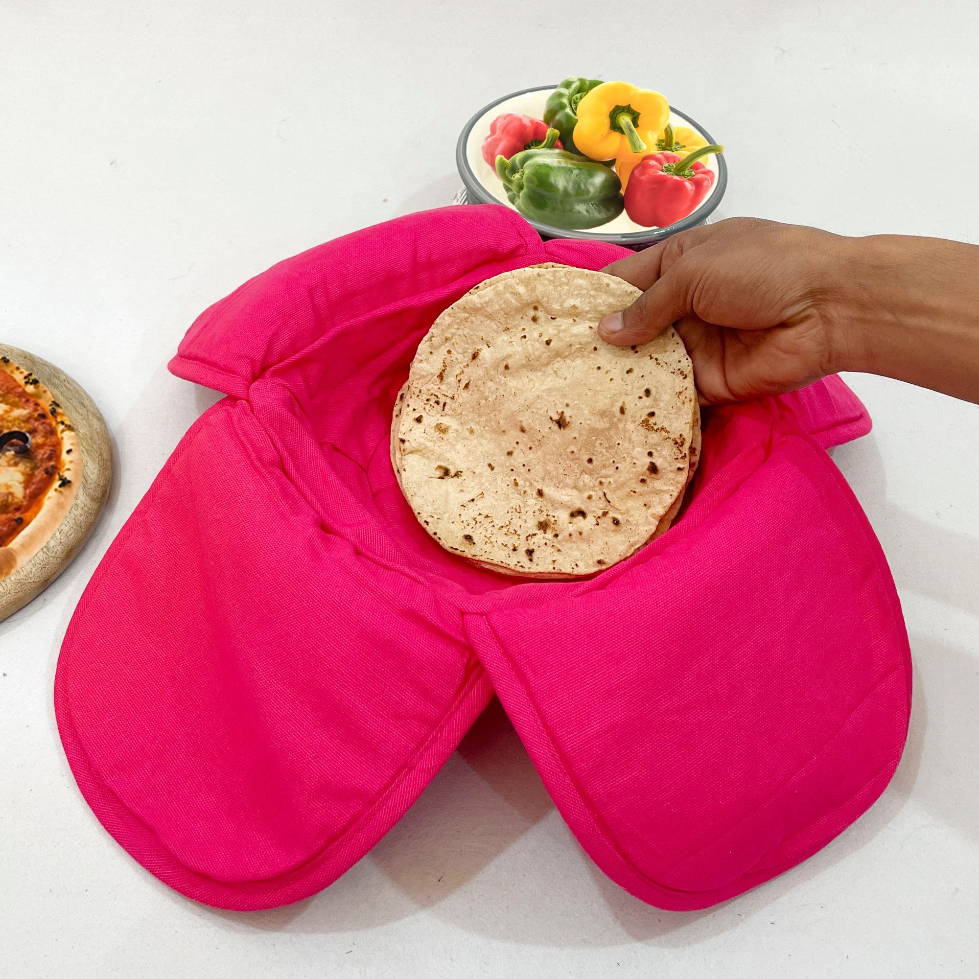 Insulated Cotton Bread Basket for Dining Table (Pink)