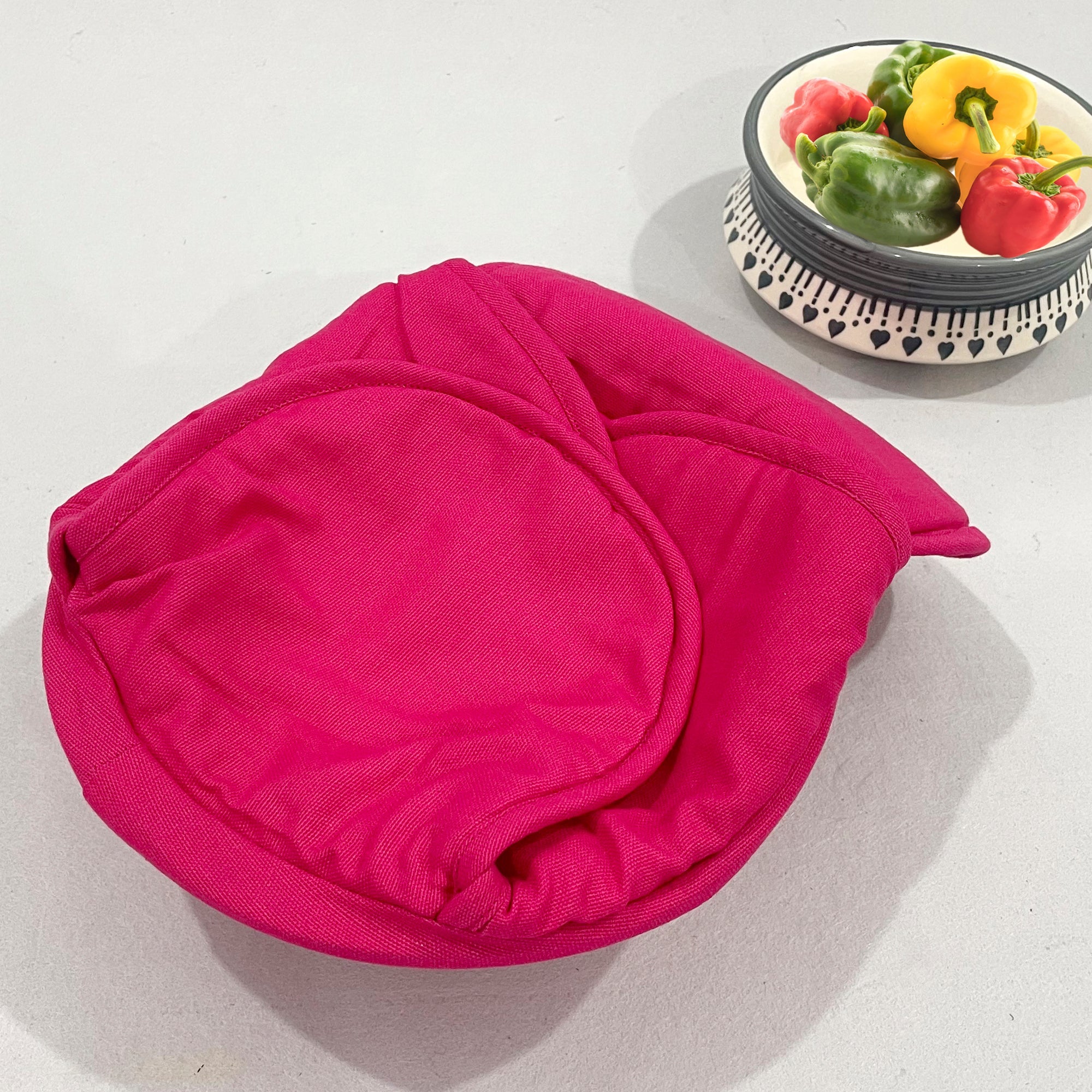 Insulated Cotton Bread Basket for Dining Table (Pink)