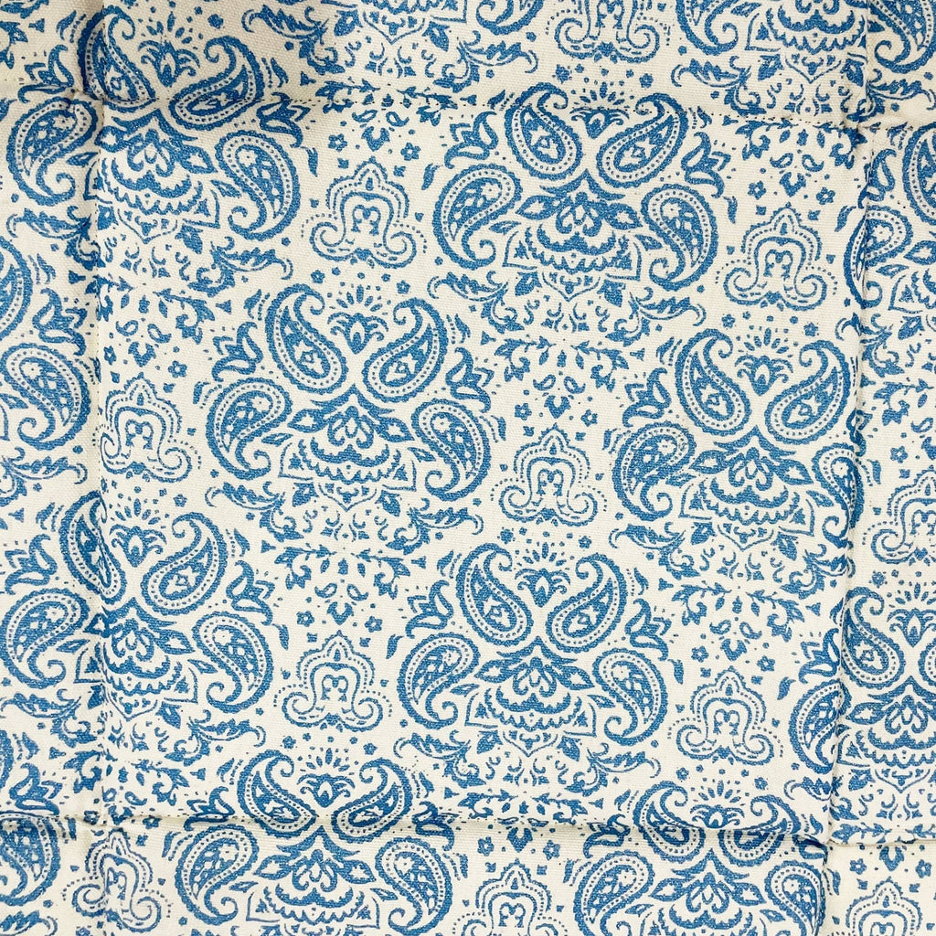 Printed Cotton Fabric Serving Basket - Blue & White