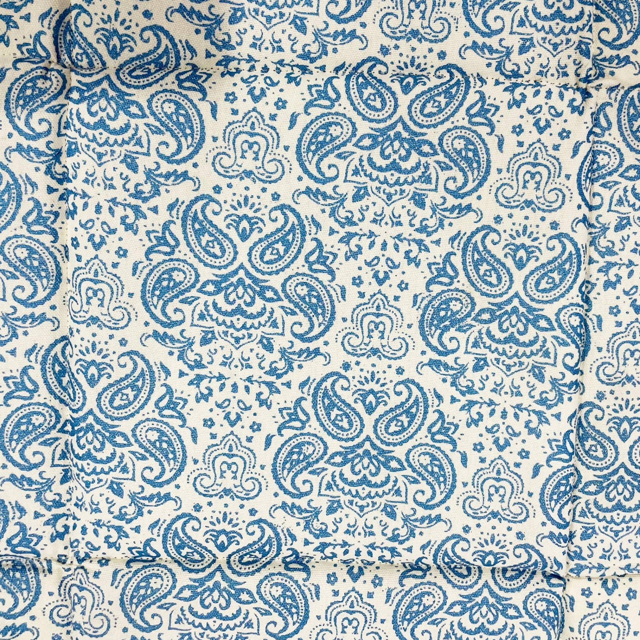 Printed Cotton Fabric Serving Basket - Blue & White