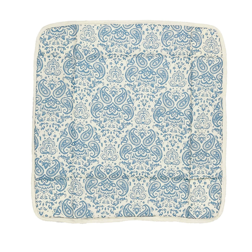 Printed Cotton Fabric Serving Basket - Blue & White