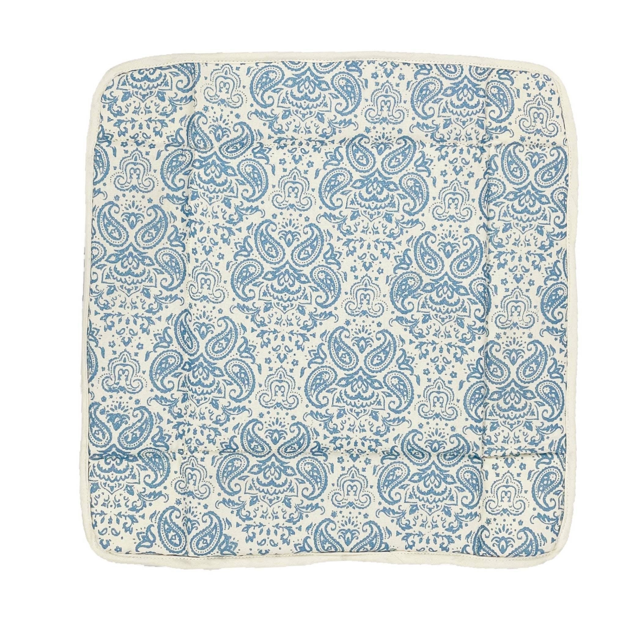 Printed Cotton Fabric Serving Basket - Blue & White