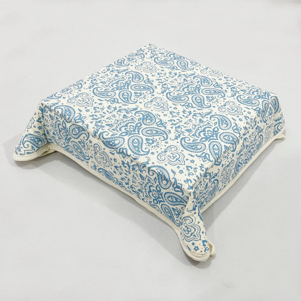 Printed Cotton Fabric Serving Basket - Blue & White
