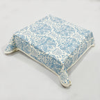 Printed Cotton Fabric Serving Basket - Blue & White
