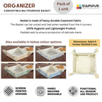 Printed Cotton Fabric Serving Basket - Blue & White