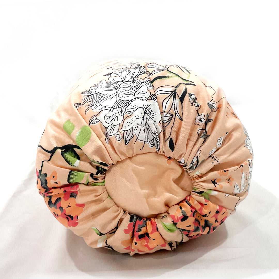 Floral Printed Pure Cotton Peach Bolster Covers 30 x 30 Inches Pack Of 2