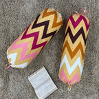 Chevron Geometric Printed Pure Cotton Beige Bolster Covers 30 x 30 Inches Pack Of 2