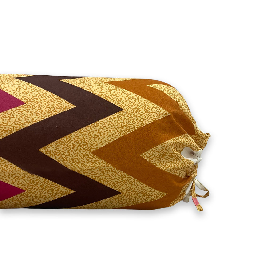 Chevron Geometric Printed Pure Cotton Beige Bolster Covers 30 x 30 Inches Pack Of 2