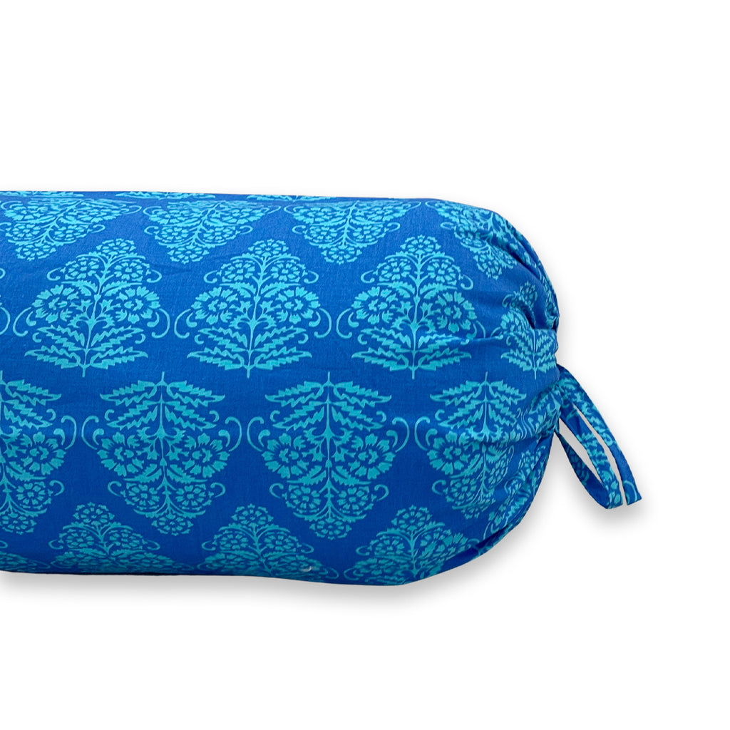 Geometric Block Printed Pure Cotton Blue Bolster Covers 30 x 30 Inches Pack Of 2