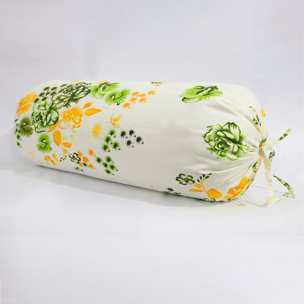 Floral Small Pattern Pure Cotton White Bolster Covers 30 x 30 Inches Pack Of 2