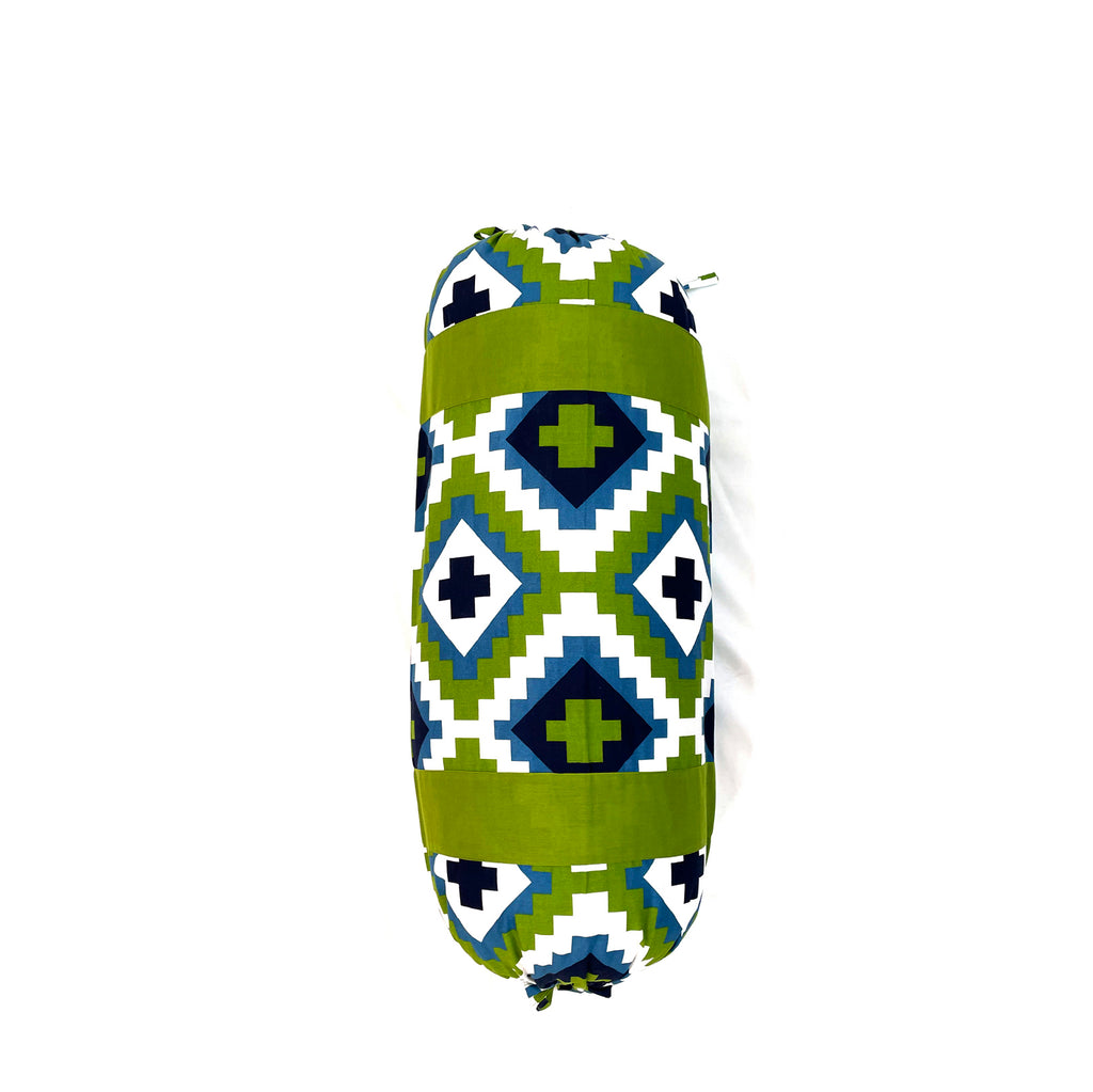 Geometric Printed Pure Cotton Green Bolster Covers 30 x 30 Inches Pack Of 2